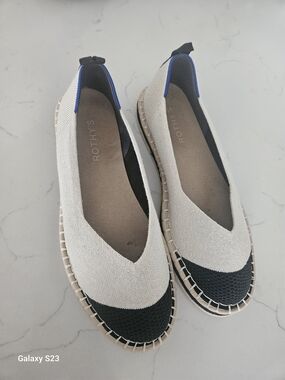 Rothy's Two-Tone Knit Slip-On Espadrille - Ivory & Black